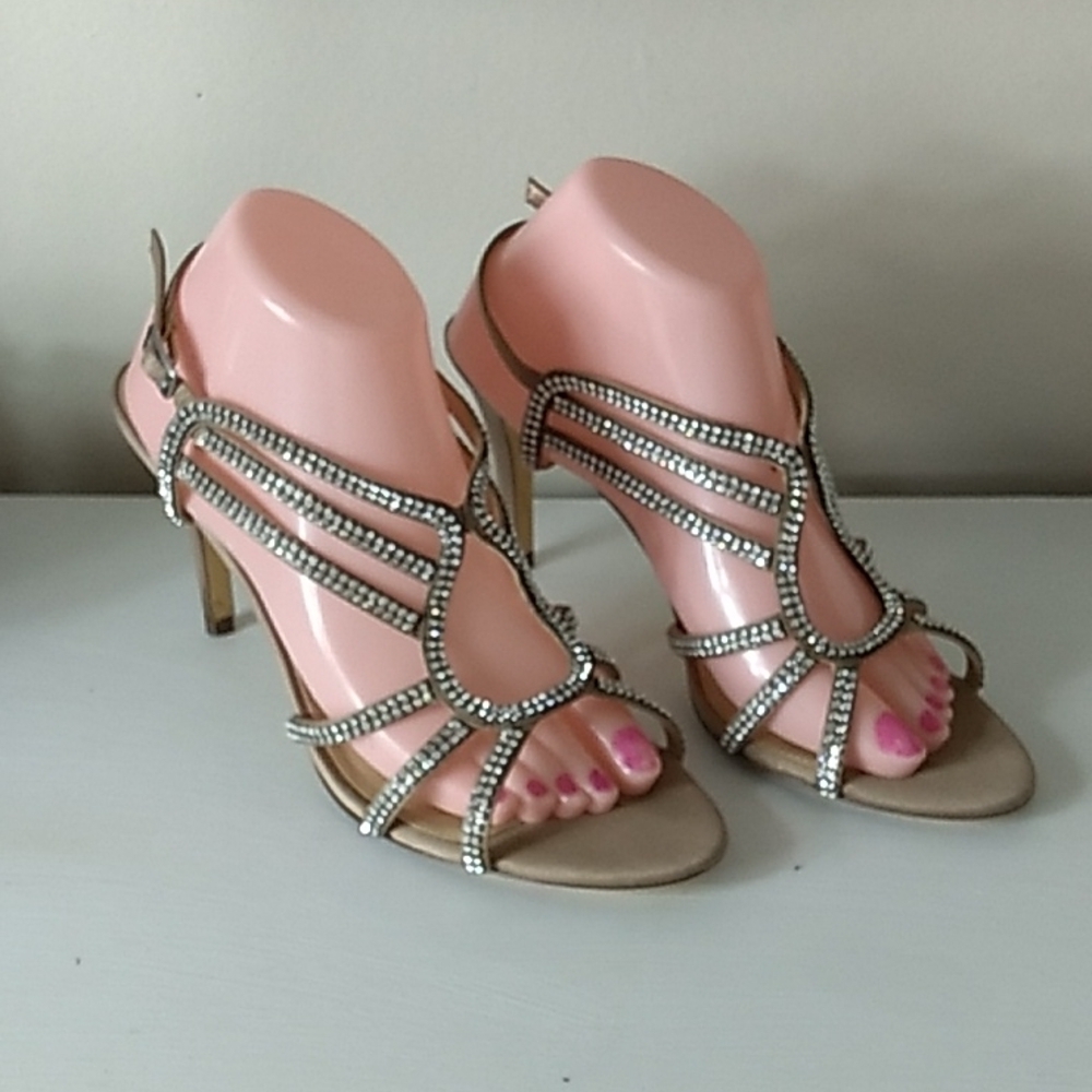 Maripe leather jeweled 10 heels 👠 prom wedding bridesmaid mother of bride